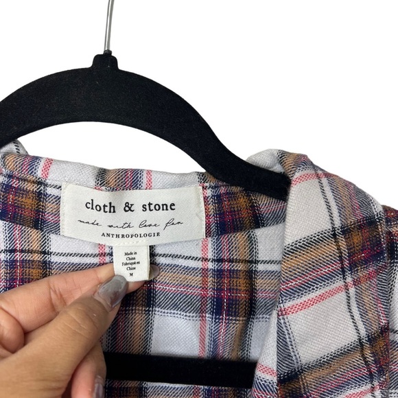 Anthropologie Cloth & Stone Eldorado Plaid Shirt Size M - Picture 3 of 8